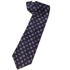 Vintage 80s Christian Dior Monsieur Necktie Tie 100% Silk Blue Abstract Luxe
